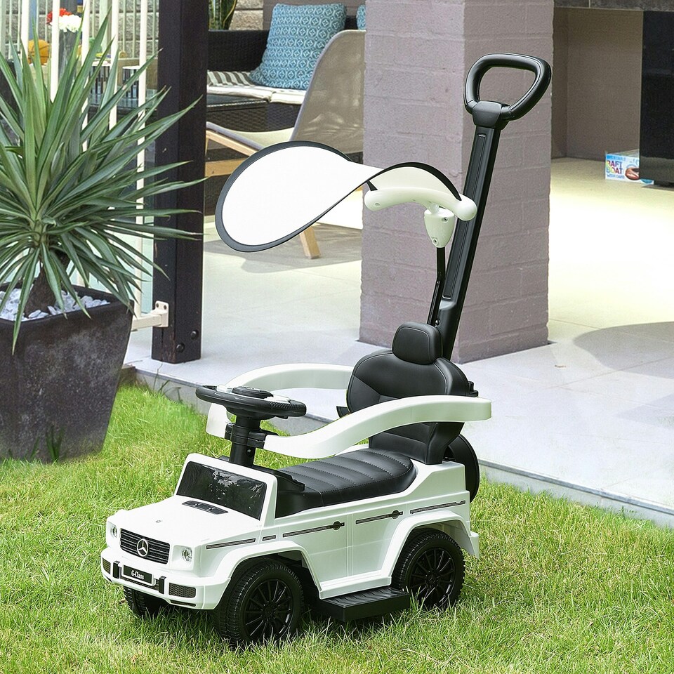 image 1 of HOMCOM Kids Ride-on Push Car 3 in 1 Benz G350 Baby Floor Slider Walker, White