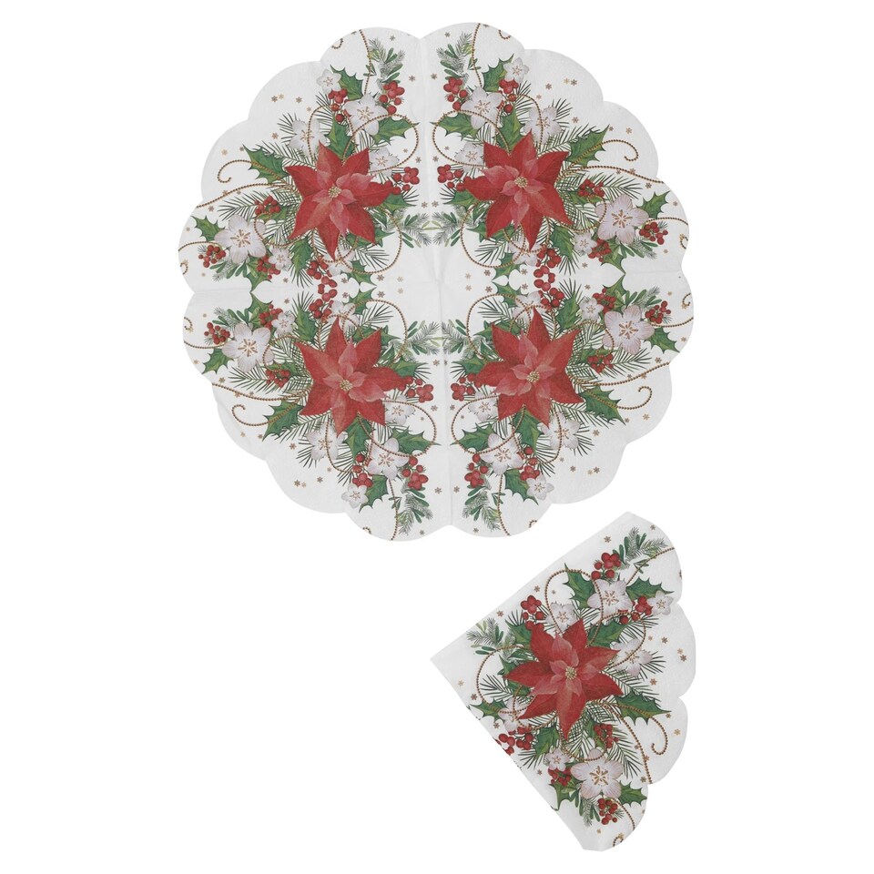 image 1 of Christmas Novelty Napkins Table Decoration Round Xmas Decor Floral Mix Pack | Multi | Mix Pack of 24
