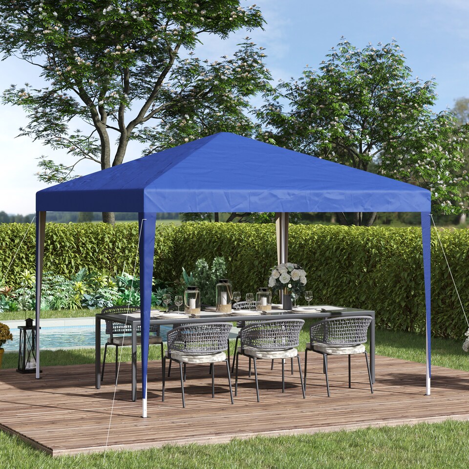 image 1 of Outsunny 3 x 3M Garden Pop Up Gazebo Height Adjustable Marquee Party Tent Wedding Canopy with Carrying Bag, Blue