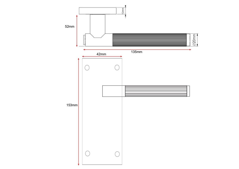 image 1 of Golden Grace 1 Pair Victorian T-Bar Linear Design Door Handle Matt Black Finish with Spindle and Screws - 150 x 40mm