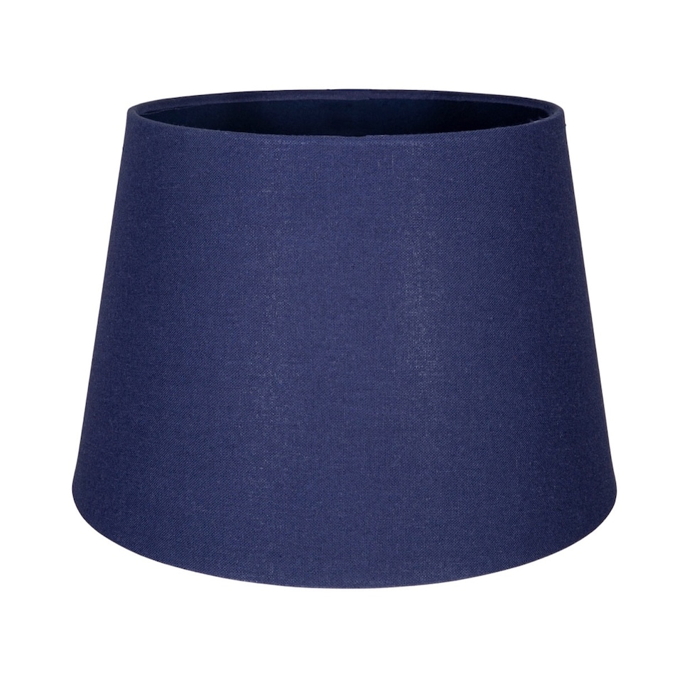 image 1 of Traditional 8 Inch Midnight Blue Linen Drum Table/Pendant Lamp Shade 40w Maximum | Blue