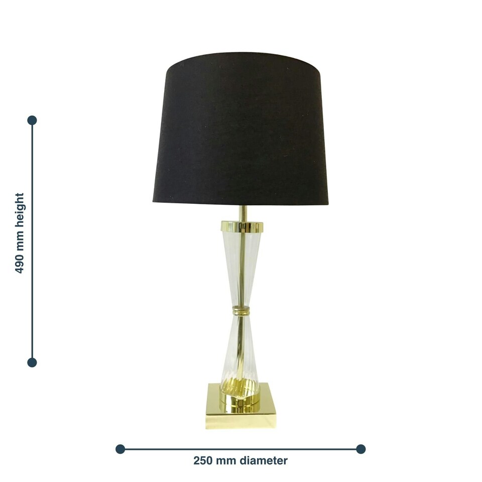 image 1 of Set of 2 Gold Touch Lamps with Black Cotton Shades Gold | Black