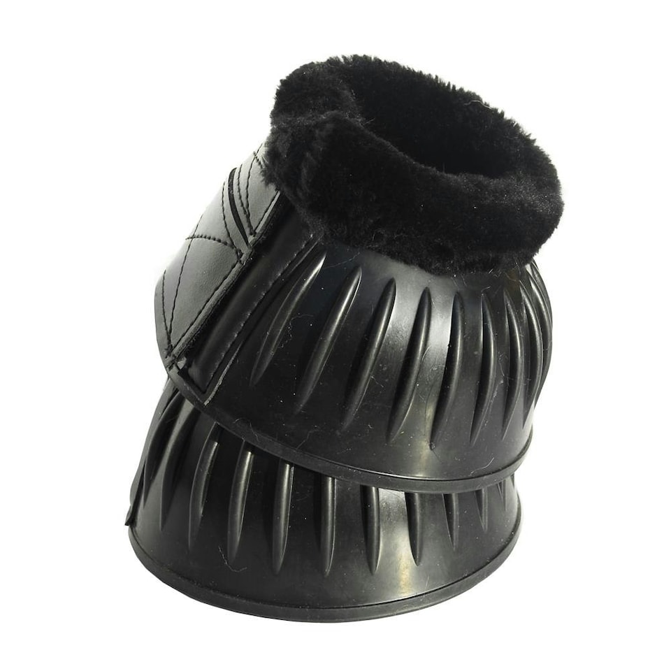 image 1 of Rhinegold Fleece Trim Overreach Boot Black | Colour: Black/Black
Size: Medium