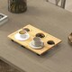 image 6 of HOMCOM Foldable Wine Table, Bamboo Picnic Table with Bottle Holder, Glass Holder Yellow | Natural