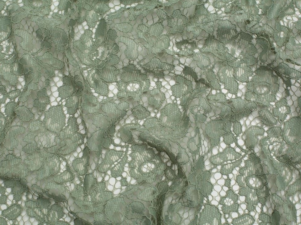 Minerva Core Range Green Corded Lace Fabric for Bridal, Dressmaking, 146cm / 57" Wide - per metre