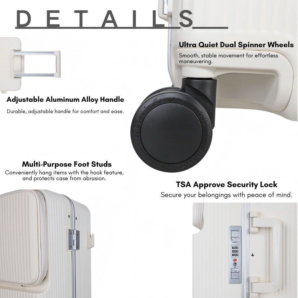 image 1 of Large Suitcase 26’ Inch Hard Shell Checked Luggage - Lightweight, Durable with Built-in Cupholder, TSA Lock, Dual Spinner Wheels