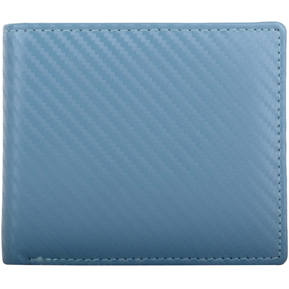 image 1 of London Leathergoods Mens Genuine Leather Diagonal Stitch Bi Fold Money Holder Wallet | Blue | Petrol