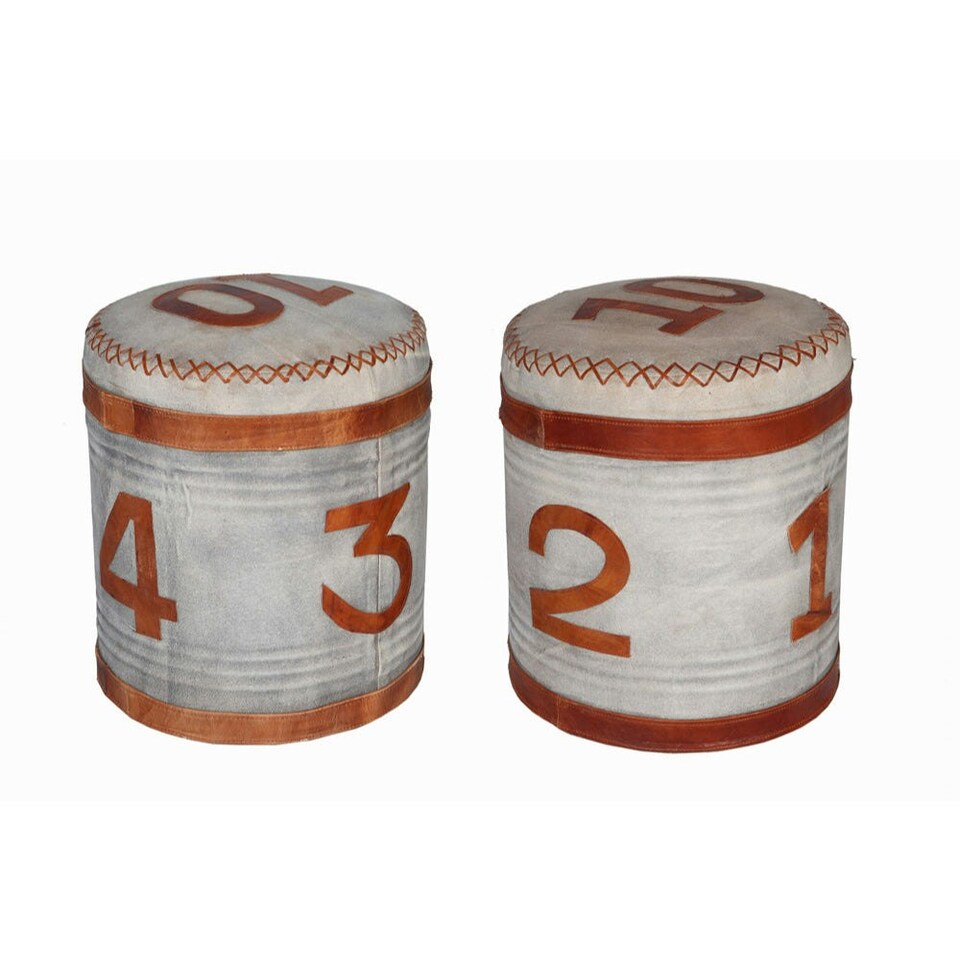 image 1 of Porto Stool RETRO Canvas and Leather