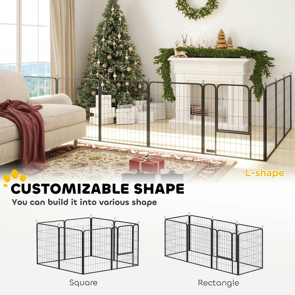 image 1 of PawHut Eight-Panel Dog Playpen with Door, for Indoor, Outdoor, 100cm Tall | Multi | Not provided