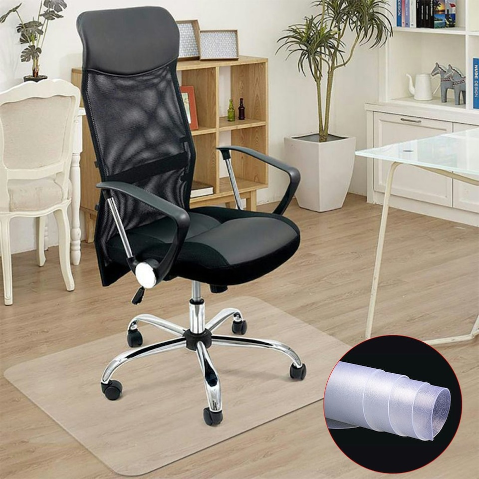 image 1 of Living and Home Rectangular PVC Non-Slip Mat for Desk & Chair - Clear