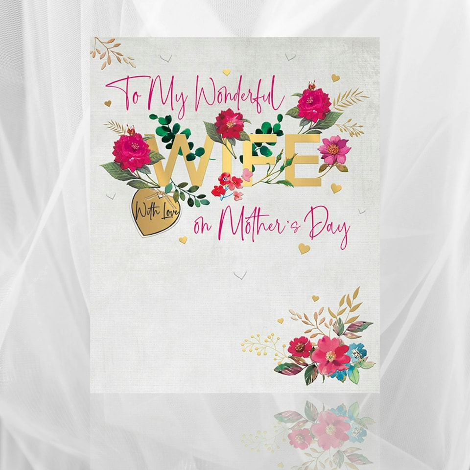 image 1 of Words 'n' Wishes Mother's Day Card to my Wife on Mother's Day, 23 x 19 cms, Multi-coloured