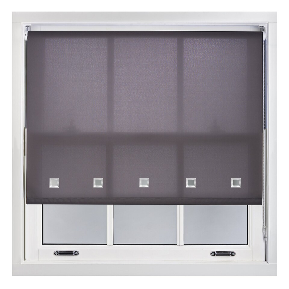 image 1 of FURNISHED Roller Blinds Daylight Square Eyelet Light Filtering Easy Fit Trimmable Window Shade | Grey | Dark Grey