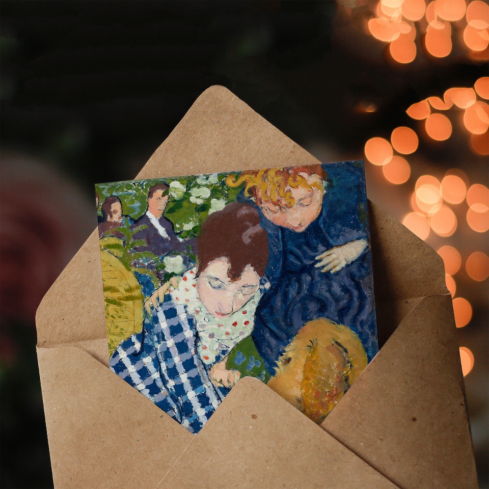 image 1 of Pierre Bonnard Art Card Women with Dog Art Nouveau Painting