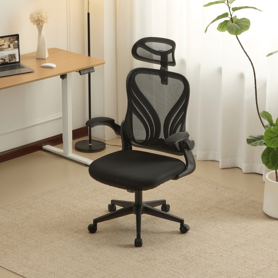 image 1 of Ergonomic Design Office Chair Adjustable Armrests Breathable Foldable