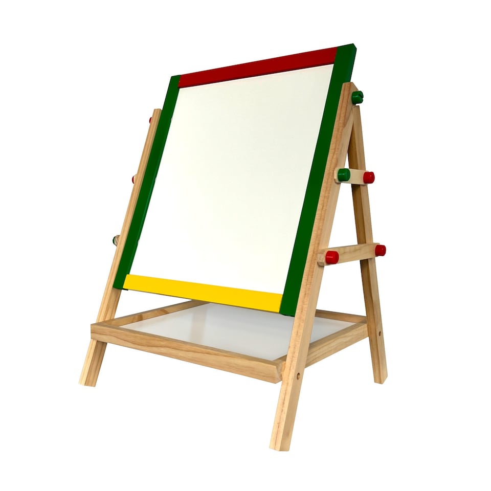 image 1 of Adjustable Children Kids 2-in-1 Wooden Easel Black White Board | Multi