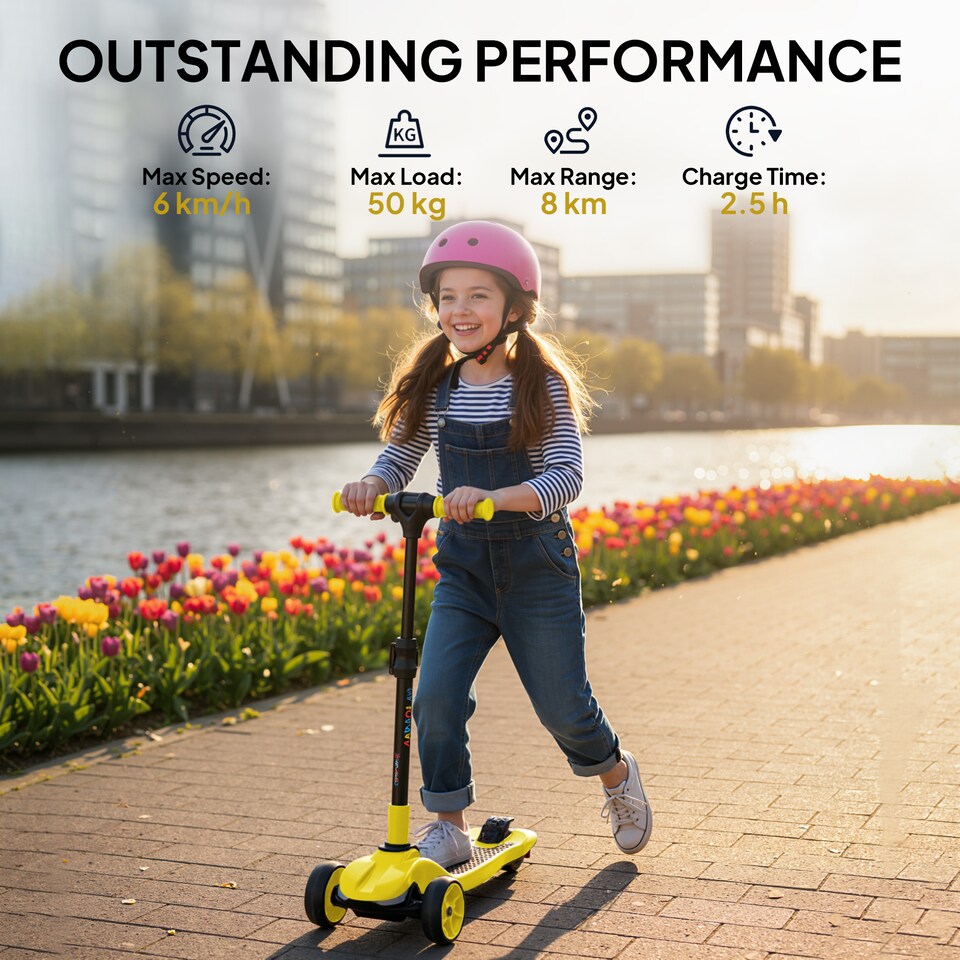 image 1 of AIYAPLAY Electric Scooter for Age 6-10, 3 Wheel Foldable Kids Scooter | Yellow