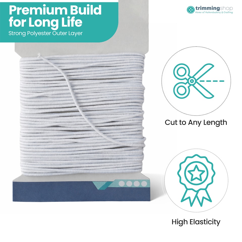 image 1 of 1mm Round Elastic Cord, Soft Durable and Stretchable Material - 25 Metres