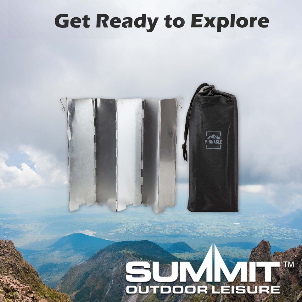 image 1 of vfm-estore Stove Shield 5-Panel Aluminium Cover - Ground-Pegged, Foldable Carry Bag Included