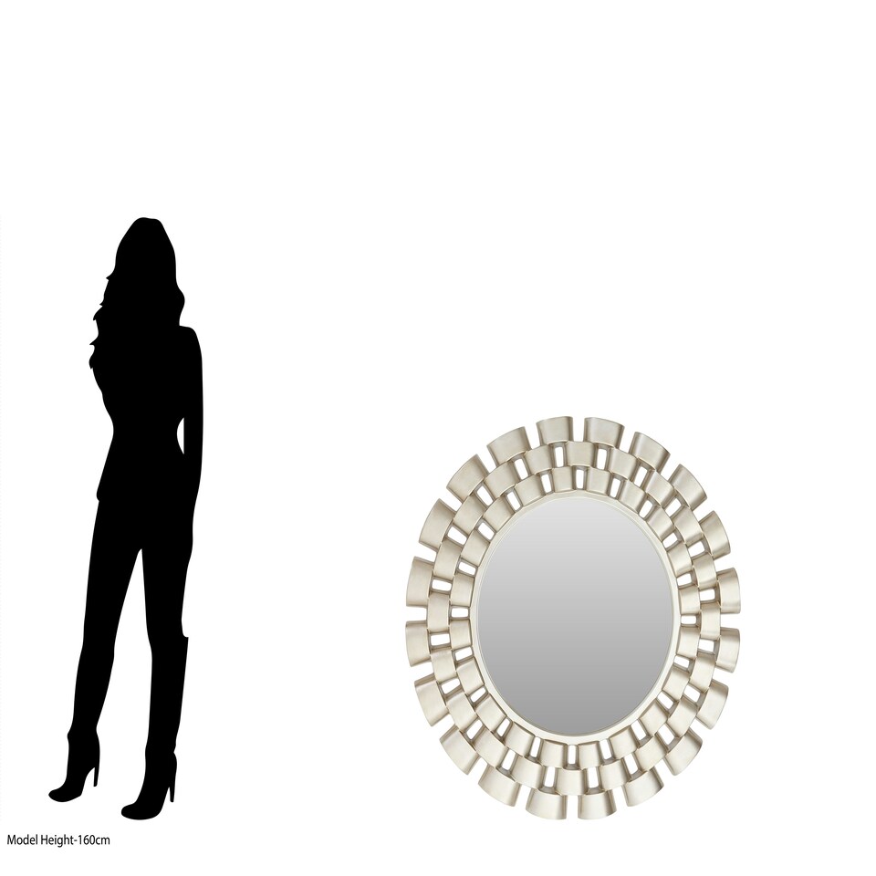 image 1 of Interiors By Premier Champagne Chain Design Wall Mirror, Layered Round Mirror, 3-Tiered Hallway Mirror, Sculptural Mirror Silver