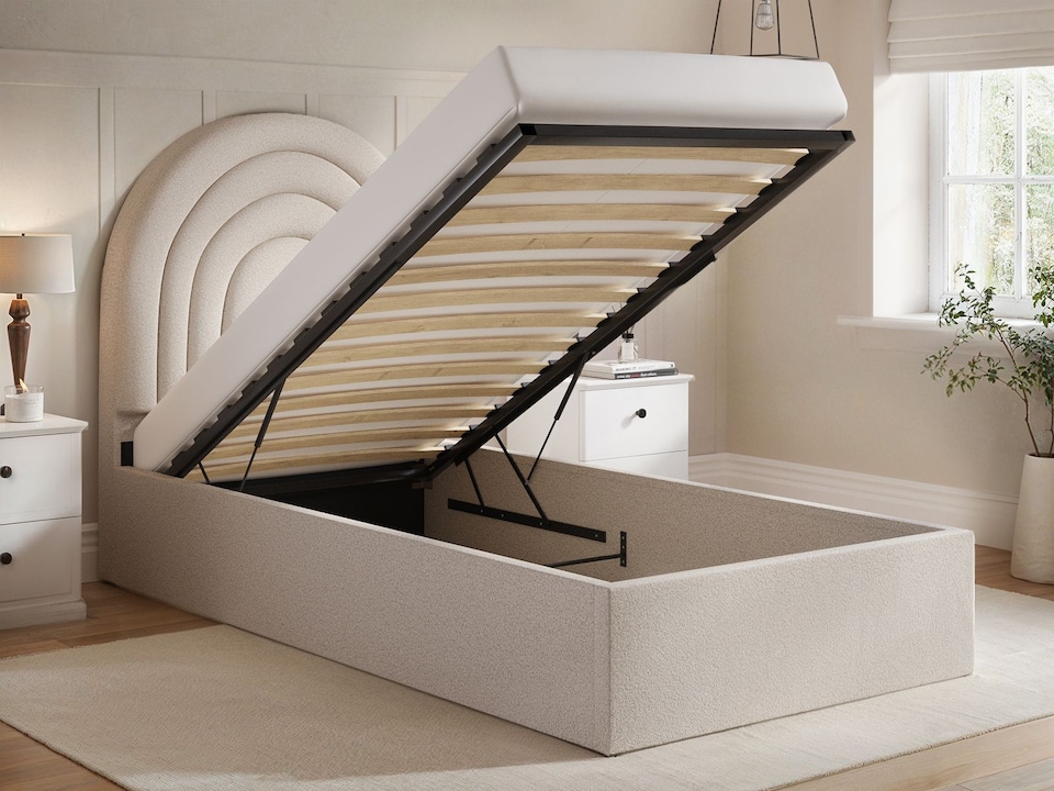 image 1 of Flair Ava Single Ottoman Bed Cream Boucle