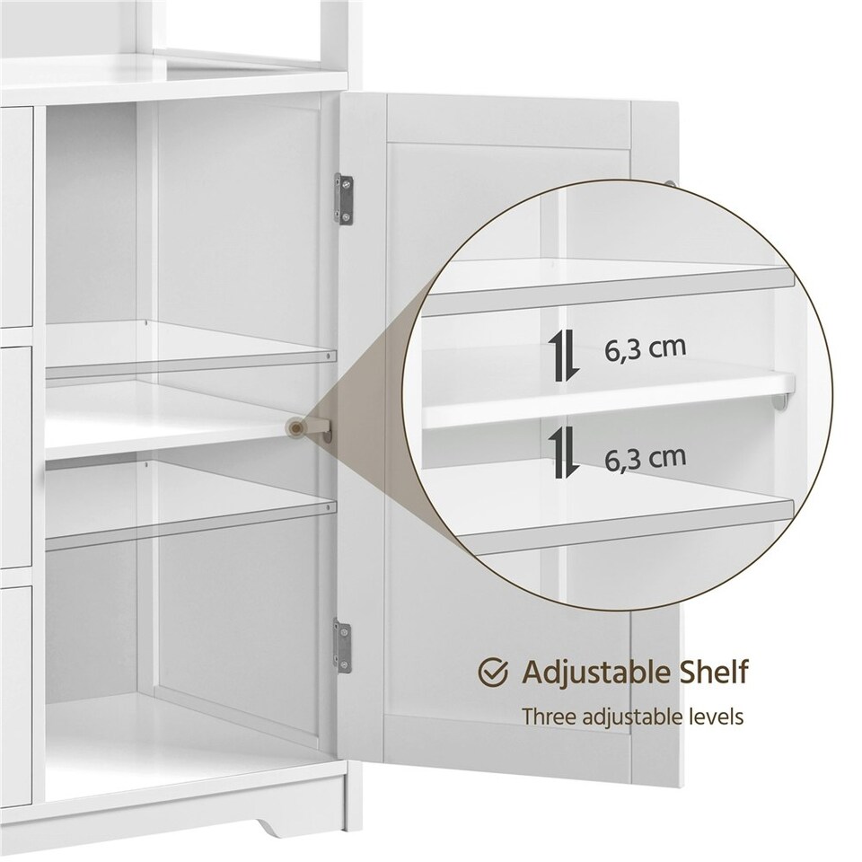 image 1 of Yaheetech Bathroom Floor Cabine w/ 1 Door and 3 Drawers White White