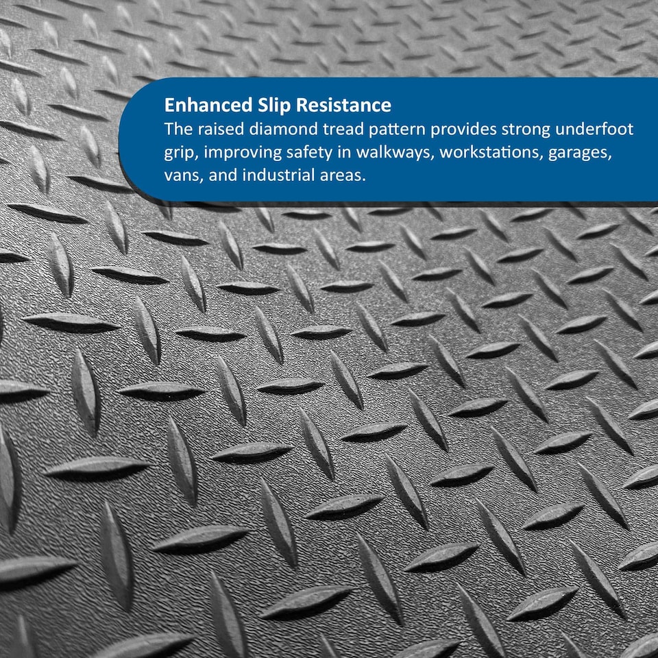 Diamond Pattern Rubber Heavy Duty Diamond Pattern Rubber Flooring | Black | 15m - Tesco Groceries