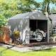 image 9 of Outsunny 1.6 x 2.2m Garden Storage Shed Tent, Portable Shed Shelter with Galvanised Steel Frame and Large Door, for Motorbike, Garden Tools, Bike Storage, Light Grey | Grey | Light Grey | 1