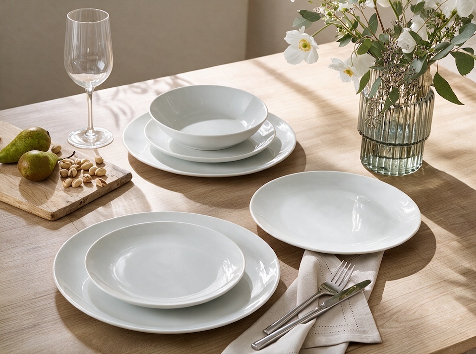 image 1 of Waterside 18pc White Porcelain Round Dinner Set