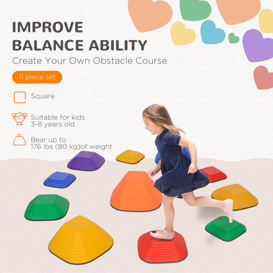 image 1 of AIYAPLAY Balance Stepping Stones, 11-Piece Sensory Toy for Ages 3-8 Years