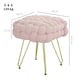 image 3 of HOMCOM Woven Velvet Foot Stool with Steel Legs for Living Room, Pink