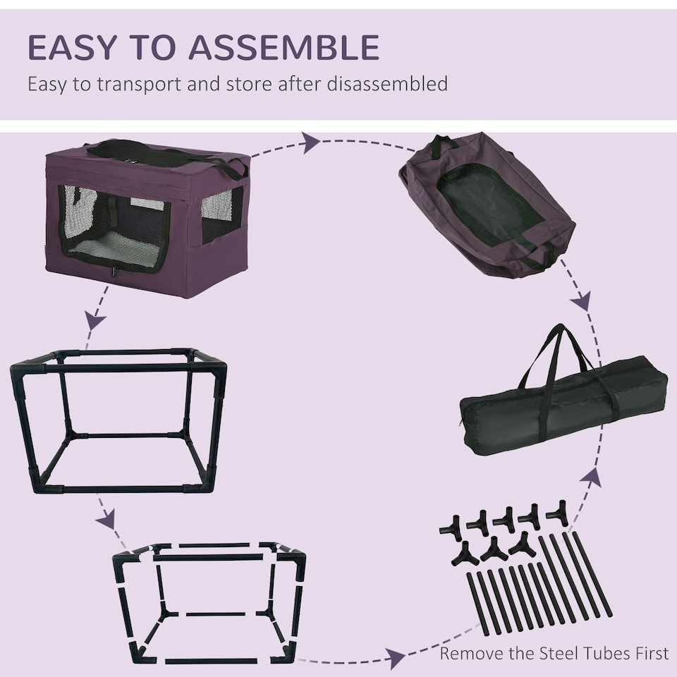image 1 of PawHut 48.5cm Soft Side Pet Carrier w/ Cushion, for Miniature Dogs - Purple