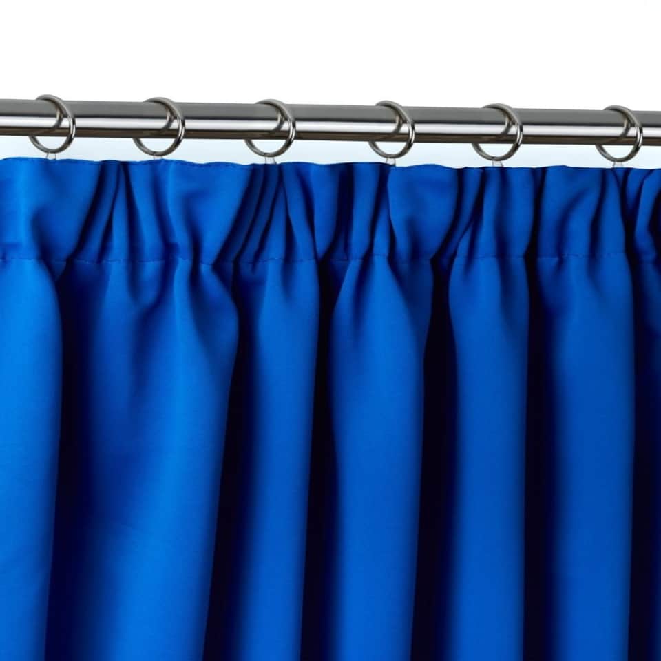 image 1 of Essential Woven Thermal Blackout Pencil Pleat Curtains 168cm x 137cm Blue | Blue | Blue