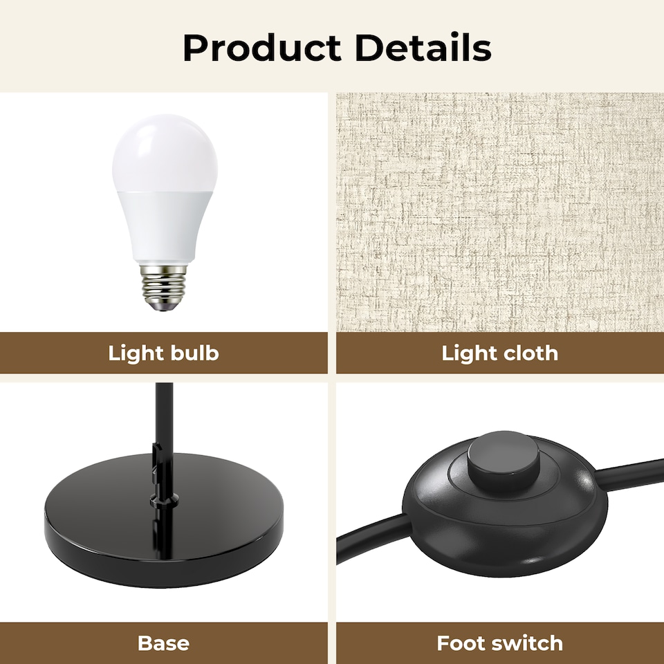 image 1 of Emitto Standing Floor Lamp with LED Light Remote Foot Switch for Living Room
