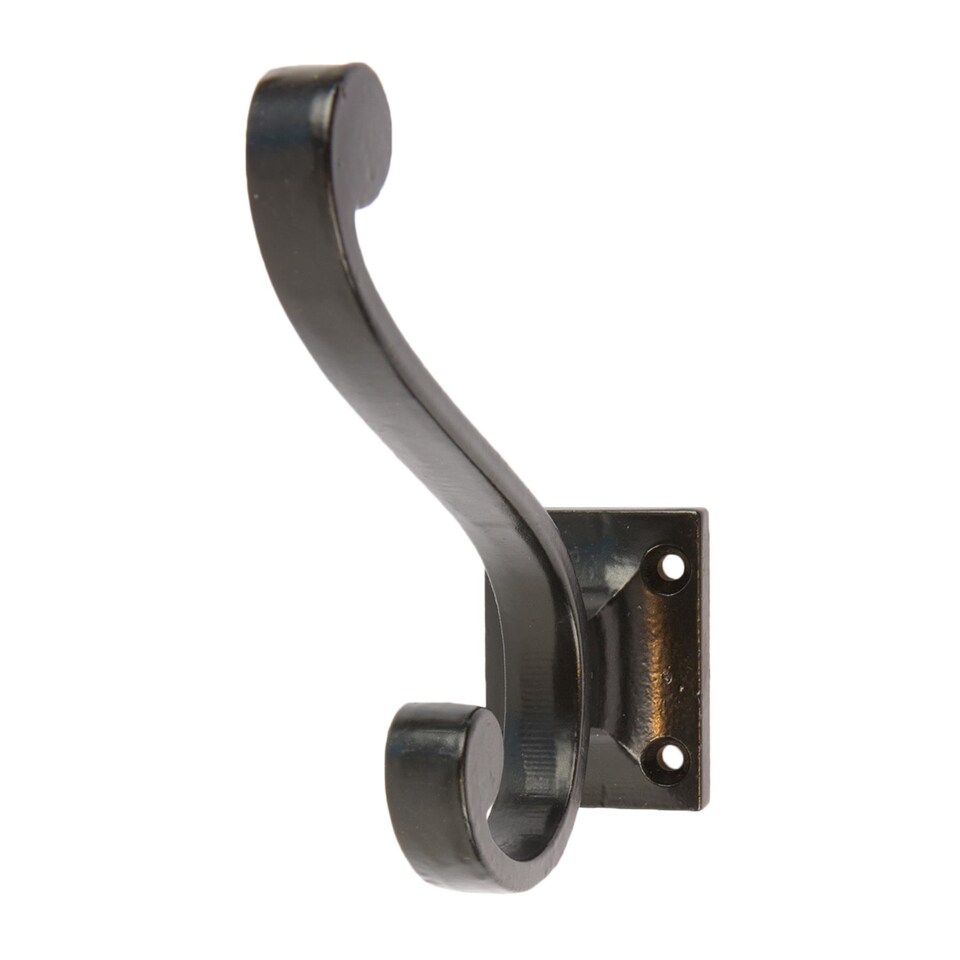 image 1 of Hammer & Tongs Square Back Hat & Coat Hook - W35mm x H105mm - Black