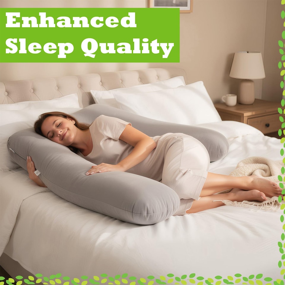 image 1 of Nicola Spring Pregnancy Pillow with Storage Bag - 52 inch | Grey | Grey | One Size