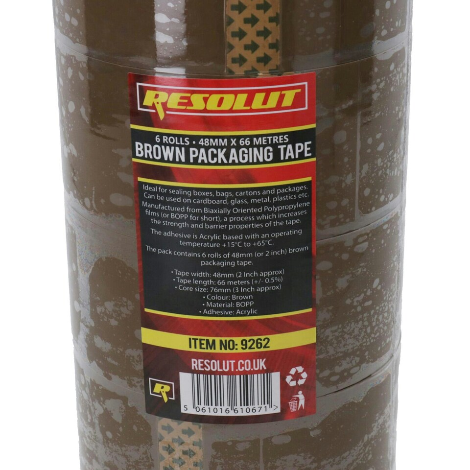 image 1 of Brown Parcel Packaging Tape 48mm x 68 Metres per Roll Sealing Heavy Duty 72 Rolls