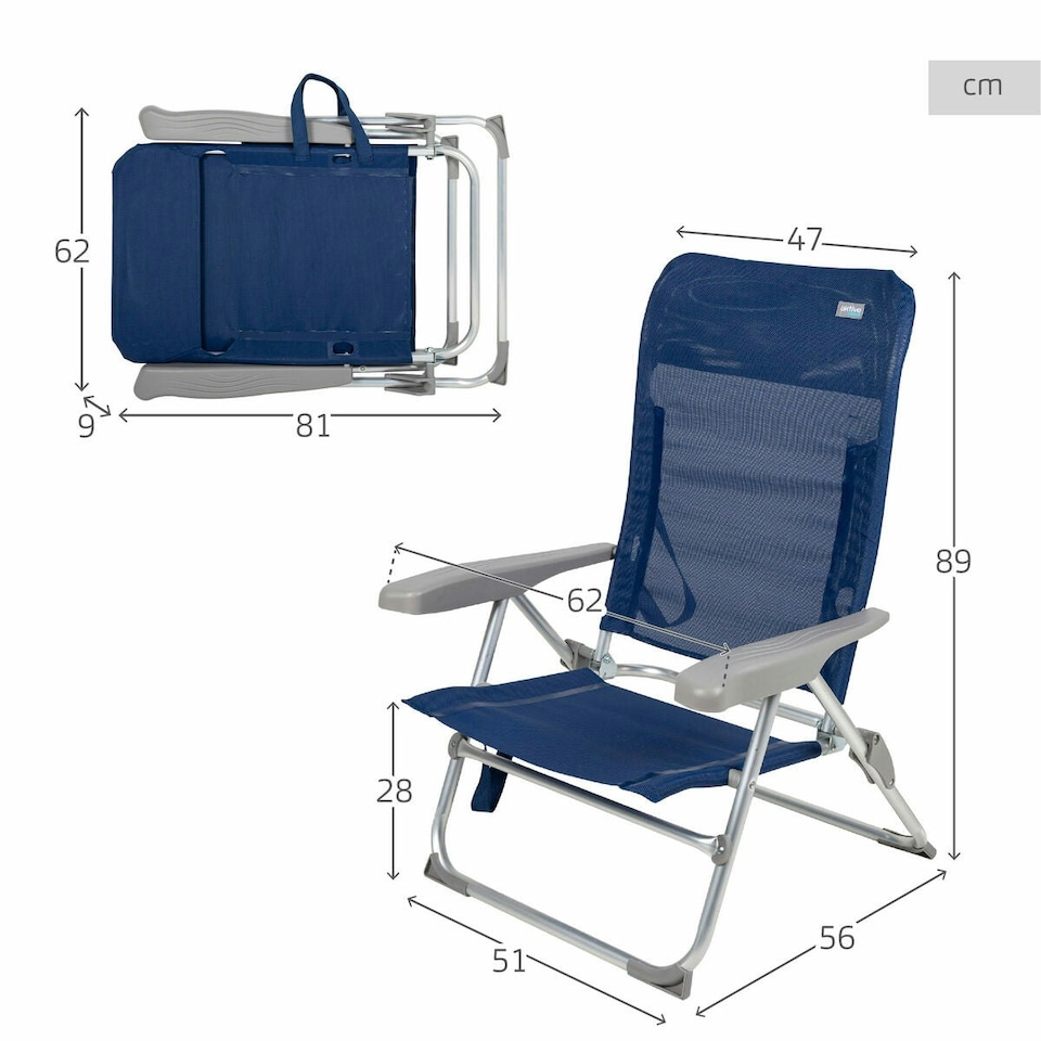 image 1 of Beach Chair Aktive Navy Blue 47 x 89 x 56 cm (4 Units) N/A