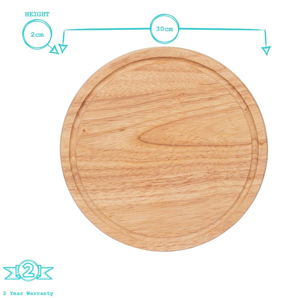 image 1 of Argon Tableware Round Wooden Chopping Board - 30cm Brown