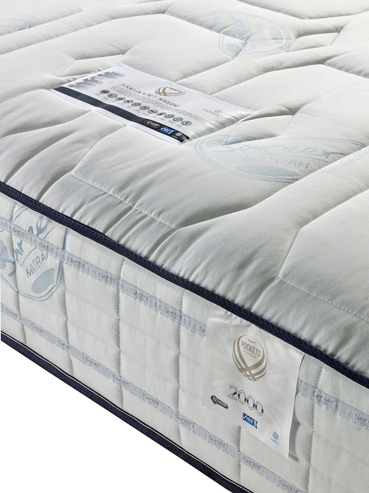 image 1 of Sareer Pocketo 2000 Pocket Sprung Cool Blue Memory Foam Mattress 4FT6 | White | Double