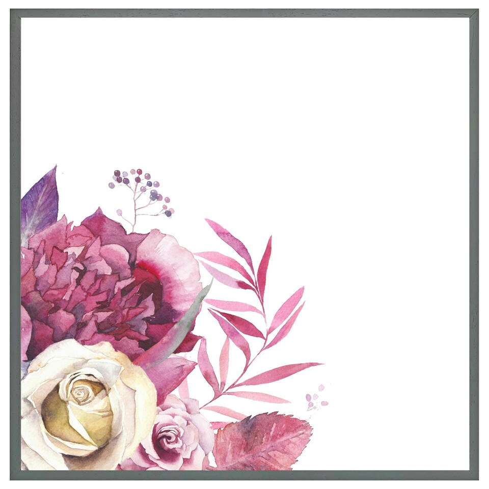 image 1 of Pink floral (Picture Frame) White | S