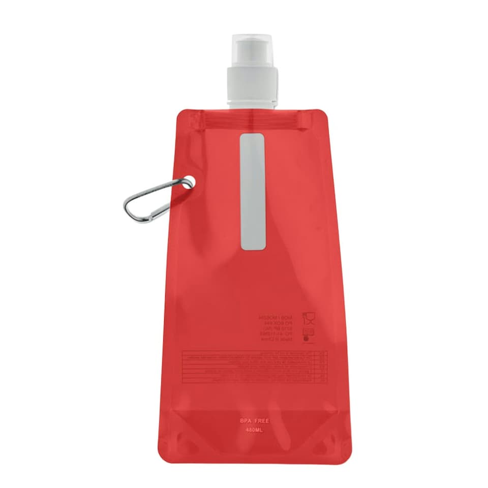 image 1 of MidOcean Gates Plain Foldable 480ml Water Bottle - Transparent Red - One Size | Red | One Size