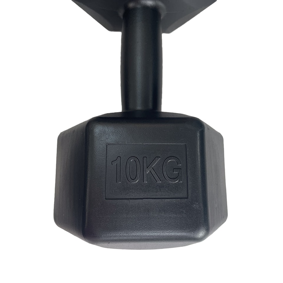 image 1 of HXGN Hex Dumbbells 2 x 10 kg, Vinyl-Coated Pair, Black | Black | Black | 10kg