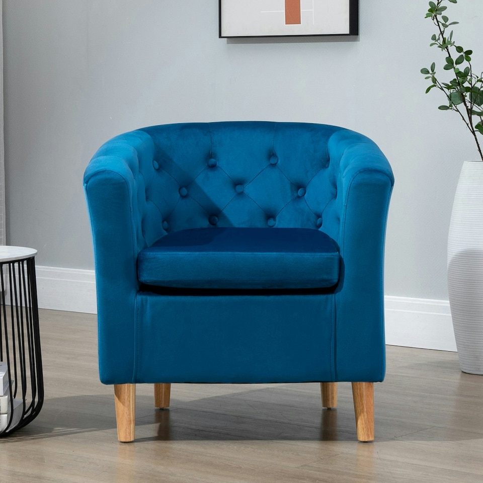 image 1 of Clio Studded Velvet Tub Chair - Blue