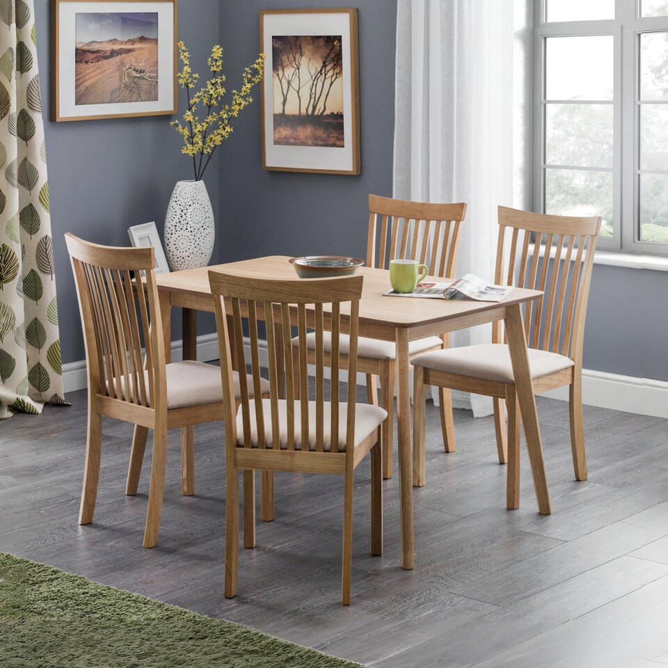 image 1 of Boden Oak Veneer Rectangular Table With Tapered Legs