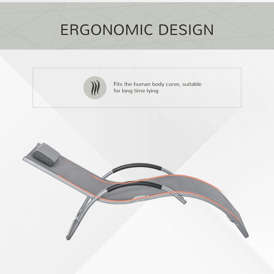 image 1 of Outsunny Sun Lounge Recliner Lounge Chair Design Ergonomic w/ Pillow Dark Grey