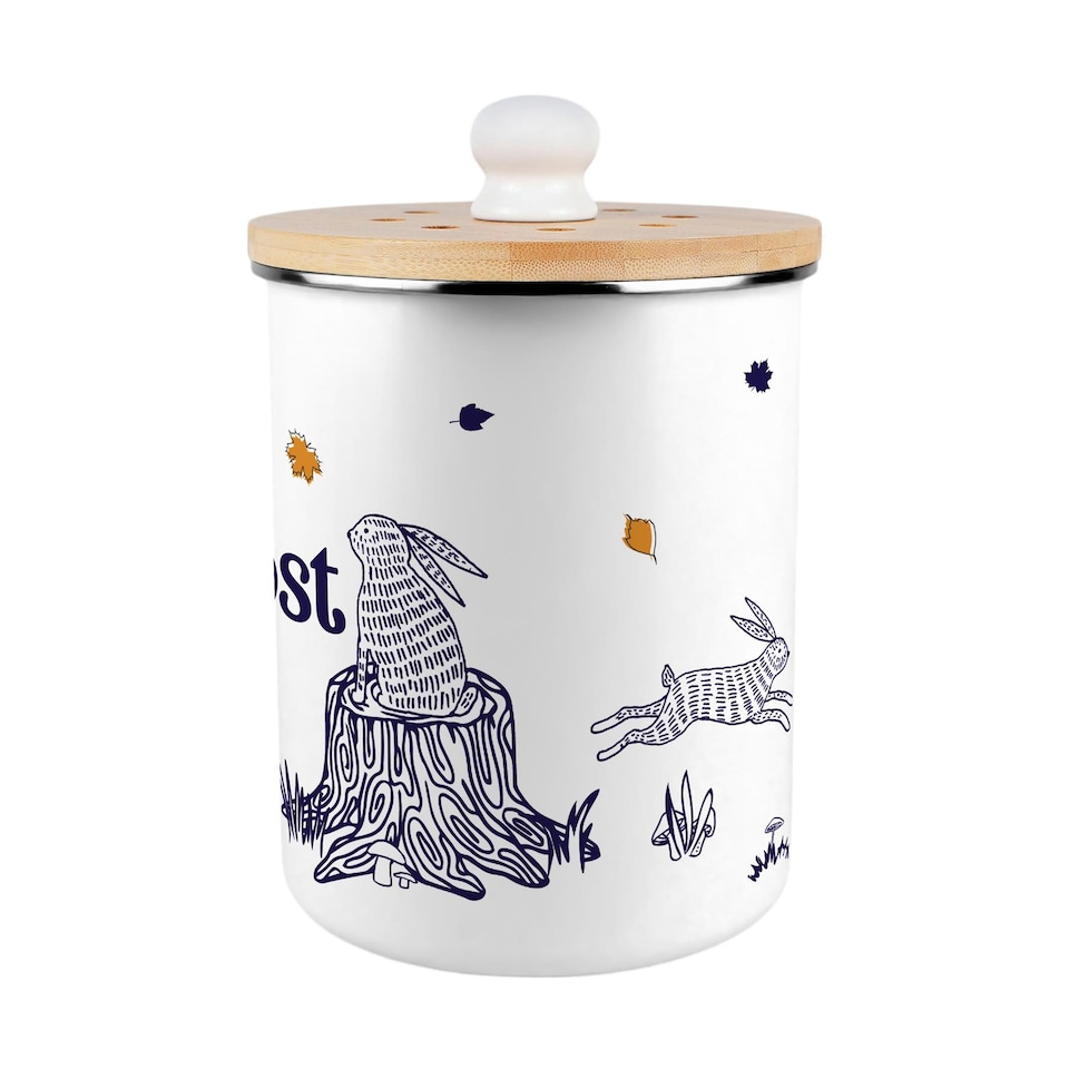 image 1 of Woodland Rabbits Compost Caddy - Metal 2L Decorative Kitchen Food Waste Bin