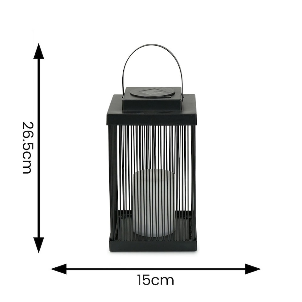 image 1 of ValueLights Dancing Candlelight Black Outdoor Solar Lantern | Black