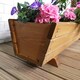 image 5 of Tom Chambers Hand Made 87cm x 28cm Traditional Rustic Wooden Large Garden Trough Flower Bed Planter Brown