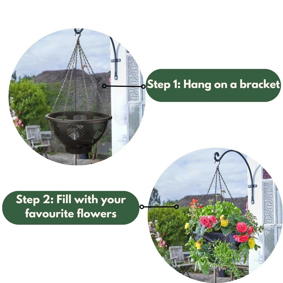 image 1 of Marco Paul Black Plastic Hanging Basket 15" Black