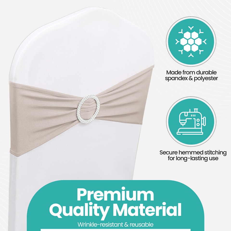 image 1 of 13"x5" Spandex Chair Bands with Slider Buckle, Elastic Chair Sash - 10pcs